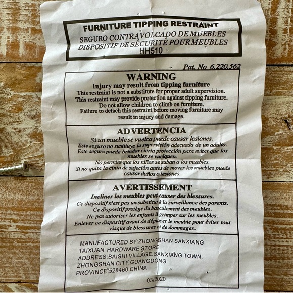 🤕Anti-Tip Furniture Tipping Restraint -Child Safety Hardware Kit🤕 - Picture 5 of 5